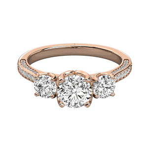 Bague de fiançailles à trois pierres en diamant taille ronde - Product Image 4