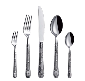 Couverts à manche en métal poli brillant ustensiles de cuisine en acier inoxydable Couverts à couverts cuillère fourchette à beurre ensemble de couteaux à beurre - Product Image 5