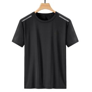Camiseta cómoda de manga corta para hombre, ropa de secado rápido de verano de seda helada con diseño impreso bordado y logotipo personalizado OEM - Product Image 1