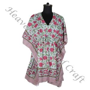 Nueva llegada 2024 indio bloque de mano estampado Kaftan Robe KFCS172 vestido de verano Kimono vacaciones vestido holgado ropa de mujer - Product Image 2
