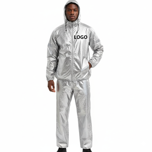 ชุดออกกำลังกายซาวน่าใยโพลีเอสเตอร์แบบขายส่ง ปรับแต่งได้ ช่วยลดน้ำหนัก สำหรับผู้ชายและผู้หญิง ใช้ในบ้าน พร้อมซิป เสื้อแจ็คเก็ตและกางเกง - Product Image 1