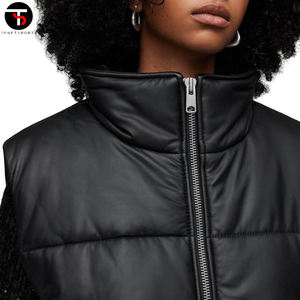 Femmes personnalisable sans manches imperméable hiver doudoune gilet respirant coton couleur unie Denim tissu décontracté en gros - Product Image 6