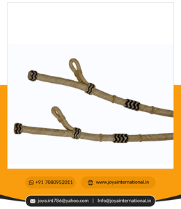 Rwhide Show Romel-rieles naturales trenzados a mano, con tachuelas de caballo, Color Natural, SRM117 - Product Image 4