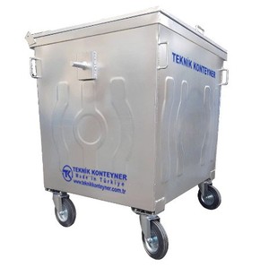 Contenedor Teknik de 1100L, galvanizado en caliente, para residuos, suministrado directamente por fabricante turco. - Product Image 1