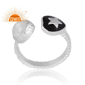 Nuevo diseño, anillo de Plata de Ley 925 con piedra lunar arcoíris Natural y piedras preciosas esmaltadas, joyería personalizada para mujer, regalo para ella - Product Image 1