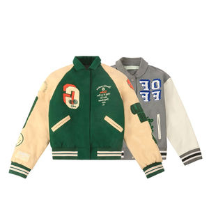 Blouson d'aviateur Letterman à broderie chic avec logo de taille personnalisée et patchs en chenille Blousons d'aviateur Flight Baseball - Product Image 1