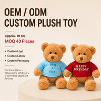 Vente en gros de mini ours en peluche, poupée en peluche mignonne et douce avec chemise imprimée personnalisée pour cadeaux promotionnels