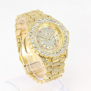 Montre de luxe sport analogique en moissanite pour homme, bracelet en acier inoxydable, entièrement sertie de diamants, fournisseur aux meilleurs prix - Product Image 2