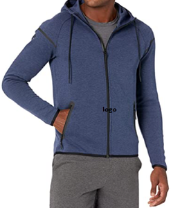 Sweat à capuche en molleton de métro pour hommes, Hoodie à fermeture éclair complète, 66% coton, 34% Polyester, modèle pas cher, en Stock, délavé à la Machine, importé, à la mode - Product Image 1