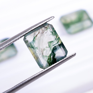 Piedra Preciosa Natural de Ágata Musgo Verde, Corte Octogonal Escalonado, para Joyería, Tamaño Personalizable 11.0x9.0x4.5 mm, Alta Calidad 3.50 - Product Image 6