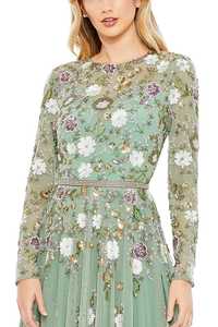 Vintage Style Bead Sequin Dress Long Sleeve Breathable Fitted Sheath Calf Length Formal <b>Party</b> <b>Prom</b> Evening with the Embellished - Product Image 5