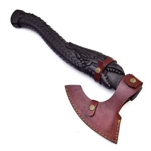Custom Handmade Carbon Steel Viking <b>Axe</b> Bearded <b>Axe</b> <b>Survival</b> Outdoor <b>Axe</b> With Hand Engraved Wooden Handle - Product Image 6