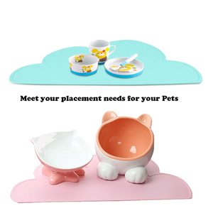 Wolken muster Hund Katze Tischset Matte mit erhöhter Kante Anti-Rutsch-wasserdichte Haustier Schüssel Matten Tiernahrung Tablett Silikon Haustier Fütterung matte - Product Image 5