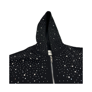 YUCHEN Nouveau produit, sweat-shirt à capuche en molleton français 100% coton, poids lourd 500 g/m², lavage à l'acide, fermeture éclair personnalisée avec strass, sweat-shirt d'hiver - Product Image 2