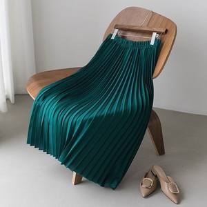 Verano Vintage A-Line Ball Gown Faldas Maxi Longitud Teñido liso con Spandex Mezcla de poliéster Tela de gasa - Product Image 1