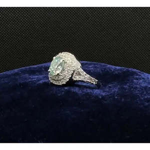 Anillo de compromiso con diamante moissanita redondo azul y blanco de calidad AAA+ de 3,52 quilates Vvs1, plata 925 Cus-Jew65 - Product Image 2