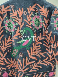 Manteau en velours brodé à la main, col mandarin, grande taille, motif floral, vêtements d'extérieur pour femmes, manches trois quarts, style chinois - Product Image 5
