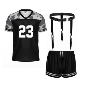 ชุดเสื้อฟุตบอล7v7แขนสั้นเสื้อทีมฟุตบอลระบายอากาศได้ดีชุดเครื่องแบบอเมริกันฟุตบอลพิมพ์ลายแบบถ่ายโอนความร้อน - Product Image 3