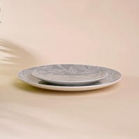 Ensemble d'assiettes en porcelaine écologiques au design moderne et luxueux, durables, compatibles lave-vaisselle, non toxiques, gris, taille personnalisable