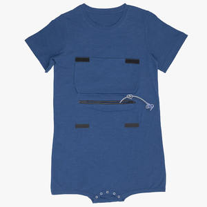 Body à rabat de poche imprimé contrôleur de jeu bleu royal barboteuse d'accès à tube G, vêtements d'ouverture de ventre de tube d'alimentation, body pour enfants - Product Image 2