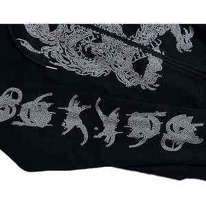 Streetwear de haute qualité Sweat à capuche avec fermeture éclair complète en strass Logo personnalisé Sweat à capuche épais pour hommes - Product Image 3