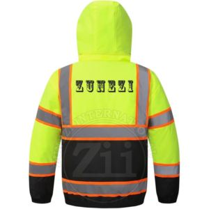 300D PU Coated Oxford Material Cotton Fleece Men's Long Sleeve Reflective LED Flash Safety <b>Jacket</b> CLASS 1 Quick Dry Breathable - Product Image 2