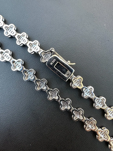 Chaîne de tennis en argent Sterling 925 massif glacé Moissanite trèfle baguette Hip Hop bijoux pour femmes bijoux de mode - Product Image 3