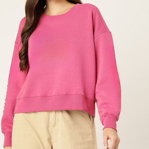 Sudadera corta Mujer OEM Fabricante Algodón Jersey corto Suave Casual Manga larga Lavado con ácido Streetwear Elegante Suministro a granel - Product Image 5