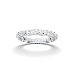 Moissanite Diamant 1.26 Carat Forme Ronde Full Eternity Pave Set Bague de Mariage en Argent | Qualité E-F/VVS-VS | Pour elle - Product Image 5