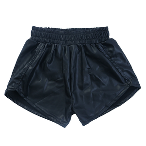 Short de sport d'été taille haute pour filles short taille haute de couleur unie du fabricant en cuir PU respirant pour enfants - Product Image 6