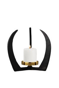 Bougeoir à bande rectangulaire en forme de bougeoir en fer Art Ware Moon Tea Light bougeoir pour la décoration intérieure avec couche de poudre noire - Product Image 2