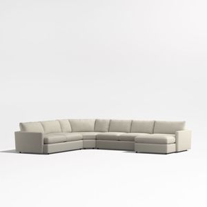 Deep 4-Piece L-Shaped Chesterfield Sofa <b>Set</b> 3 Seater <b>Wedge</b> Sectional with Chaise Lounge for Home Living Room Fabric Material - Product Image 1