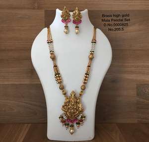 Ensemble de bijoux de mariée en or pour femmes, collier de mariage, boucles d'oreilles pour femmes - Product Image 3