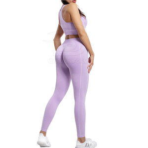 Conjunto de Yoga para mujer de alta calidad, último estilo, diseño personalizado, patrón sólido transpirable, cierre de cintura elástica, servicios OEM disponibles - Product Image 4