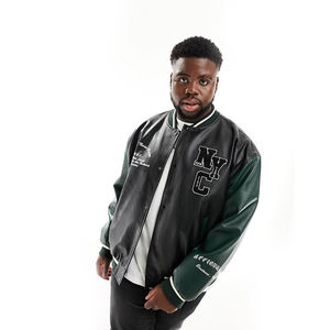 Veste universitaire à col montant personnalisée OEM pour hommes Bomber Letterman Baseball Logo brodé sur le devant Vestes universitaires scolaires vente en gros - Product Image 3