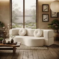 Canapé-lit multifonctionnel de luxe en tissu doux pour la peau, 2-en-1, deux places, ergonomique, entièrement en mousse, anti-affaissement