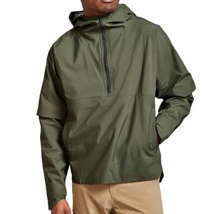 Veste coupe-vent pour homme avec capuche, logo personnalisé OEM, demi-zip, poches latérales, durable et coupe-vent - Product Image 2