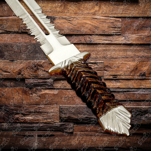 Cuchillo Bowie de caza y camping hecho a mano con hoja fija de acero D2, con funda de madera forjada y cuero, regalo ideal para él. - Product Image 4