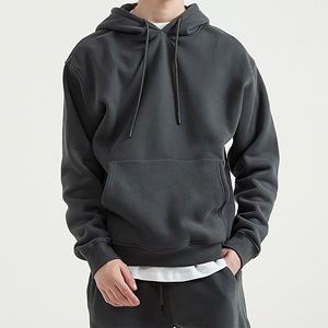 Sweat-shirt à capuche noir foncé pour homme, surdimensionné, en molleton, streetwear, épais, marque privée, en gros, taille XL XXL - Product Image 2