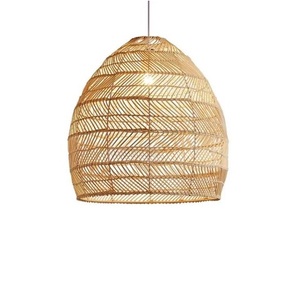 Rustic Boho Pendant Light Hand Woven Hemp <b>Rope</b> Basket Rattan Hanging Lamp Wicker Coastal Retro Light Fixtures - Product Image 5