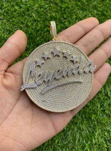 Colgante de Moissanita Real de 14K, chapado en oro de dos tonos, 5 piezas, colgante personalizable de círculo con incrustaciones de diamantes, colgantes finos para fiesta - Product Image 3
