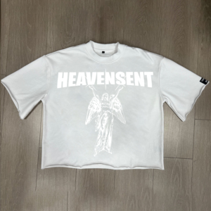 เสื้อยืดโอเวอร์ไซส์สำหรับผู้ชายเสื้อครอปผ้าฝ้าย100เฮฟวี่เวทมีแขนบานและการพิมพ์ DTG ไร้รอยต่อกำหนดเอง - Product Image 3