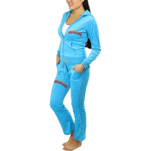 Ensemble de survêtement pour femme en velours, personnalisé, hiver, uni, brodé, fermeture éclair, sweat-shirt ample, décontracté, poche, short, 2 pièces, vêtements de sport - Product Image 2