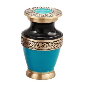 Brass <b>Keepsake</b> Cremation Urns With Engraving Band Gold And Green Black Color Finished Metal Funeral Urns For Human <b>Ashes</b> - Product Image 5
