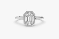 Bague de fiançailles/mariage en or 14 carats plaqué rhodium avec rubis taille émeraude de 2,10 carats pour femme, certifiée IGI, style vintage