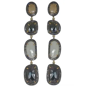 Boucles d'oreilles pendantes en pierre naturelle ART PALACE pour femmes, pendentif en forme de croix tendance, perle d'eau douce, style religieux - Product Image 1