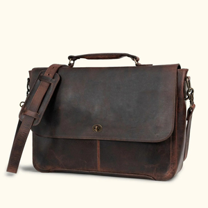 Men's Genuine Leather Laptop Briefcase Messenger Bag Vintage Canvas <b>Computer</b> Briefcase Office Use Fashionable Vintage Office Bag - Product Image 4