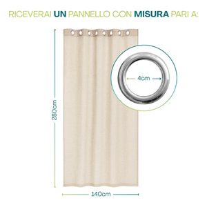 Elegante pannello 140x280 cm tenda interna con occhielli in metallo Design Semi-opaco in vari colori - Product Image 2