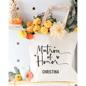 Sac fourre-tout en toile de coton personnalisé pour les cadeaux de mariage de demoiselle d'honneur - Product Image 3