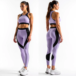 Conjunto Deportivo de Yoga para Mujer, Otoño Invierno, Leggings y Sujetador sin Costuras, Tejido Transpirable, Cómodo, con Estampado - Product Image 3